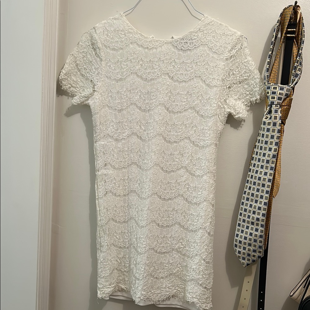 Lulu's White Sheath Mini Dress with Puff Sleeves
